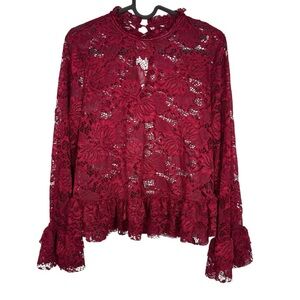 Romantic Goth Elegant Lace Burgundy Top
